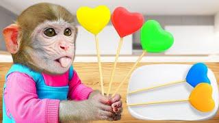 BiBi Monkey enjoys Sweet Honey Heart Jelly Recipe with Puppies