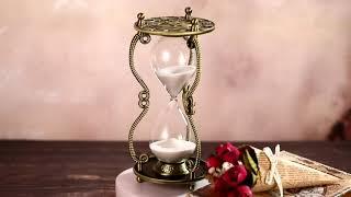 Brass Hourglass Sand Timer with Engraving Sun and Moon