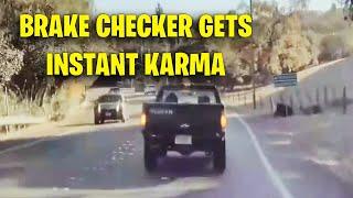 BRAKE CHECKER BECOMES INSTANT KARMA | Road Rage, Idiot Driver Driving fail USA & Canada 2024