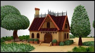 3D Maya Tutorial - Stylized House in Autodesk Maya 2019 (Speed Modeling)