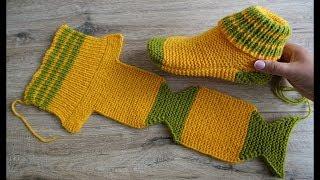 Носки на двух спицах Турецким способом вязания | Two Needle Socks knit pattern