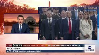 President Trump attends military parade; protesters hit streets of LA, clash with officers