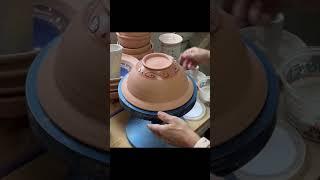 Glazing a bowl. Can you spot my mistake in the video? #glazingpottery #glazing #potter #pottery #art