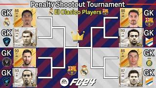 El Clasico player becomes goalkeeper! Penalty Shootout Tournament! Messi, Ronald, Zidane, Xavi.…