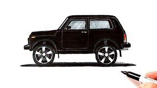 How to draw a black Niva | How to draw a car