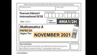 IGCSE Mathematics November 2021 - 4MA1/2H