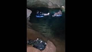 Tubing and drinking at Peppersauce Cave 0.5 miles deep in crystal clear water