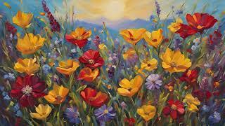 Frame Tv |  Hour of Tranquil Wildflower Meadow | Gentle Nature Painting with Bees & Butterflies 