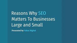 Reasons Why SEO Matters To Businesses Large and Small