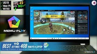 MEmu Emulator Best Settings For Free Fire in 4 gb RAM PC & Laptop