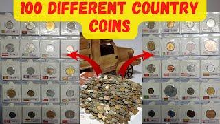 100 Different Countries Coins | Most Rare World Coins Collection with Album+Coin Holder+Country Flag