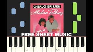 CHERI CHERI LADY by Modern Talking, Piano tutorial with FREE Sheet Music (pdf)