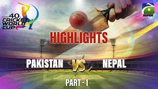 Over 40s Cricket Global Cup in Karachi | Pakistan vs Nepal | Highlights | Part 1