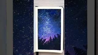 Painting starry night with gouache #gouachepainting #art #paintings #paintingideas