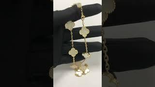 Fake 18K Gold Mother of Pearl Alhambra 10 Flowers Necklace