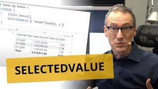 Using the SELECTEDVALUE function in DAX