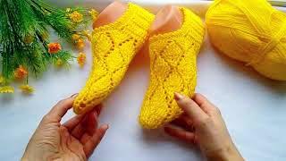 Crochet Simple Slippers. How To Crochet Women's Ballet Slippers.