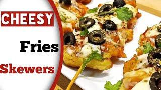 |  Cheesy Fries Skewers | Pizza Fries On Skewers | By Sara's Kitchen Flavour |