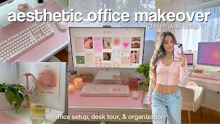 AESTHETIC DESK MAKEOVER *pinterest inspired*  ️ office transformation & desk tour