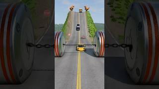 Sports Cars & School Bus vs Chained Hydraulic Crush - BeamNG.Drive