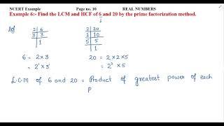 Find the LCM and HCF of 6 and 20 by the prime factorization method.