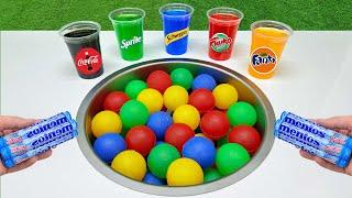 Plastic Balls VS Popular Sodas !!! Fruko, Coca Cola, Fanta, Sprite and Mentos in the toilet