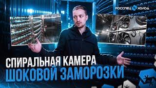 Как производят замороженные слойки. Расстойка на 2тн/час. Спиральная камера шоковой заморозки.