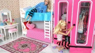 Barbie Bedroom Bunk bed Morning Routine دمية باربي غرفة نوم Beliche para Barbie Quarto