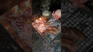 Blueberry Maple Sausages On The Coals - Winter Camping Campfire Cooking