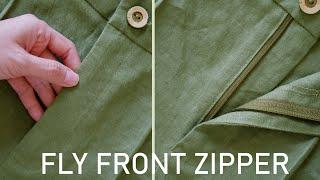 Fly front zipper sewing tutorial | How to sew zipper on pants easily