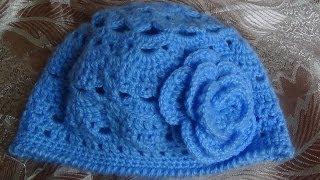 Голубая весенняя шапочка крючком.Часть 1 .Spring cap crochet.part 1