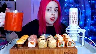 Роллы мукбанг/ответы на комментарии/mukbang rolls