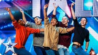 Golden buzzer act Boyband are back-flipping AMAZING! | Audition Week 2 | Britain's Got Talent 2015