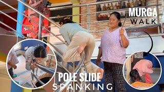 Pole Slide Spenking vs Tikling Murga Walk Spenking / Funny Video / PriyaSheetalGamez