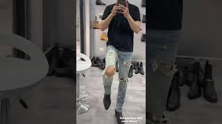 [DORIS] Quần bò form dáng skinny jean bó ống rách gối xanh