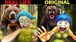 BEAR ATTACKED JOY! INSIDE OUT - Real Life VS Original! Animations in Real Life (parody)