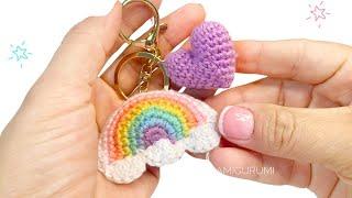 Arcoiris Amigurumi [PASO A PASO]  Rainbow crochet keychain