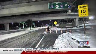 Bridges in South Mississippi remain closed as icy conditions continue