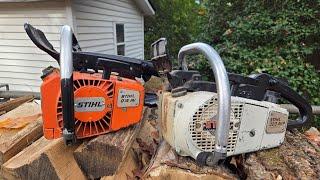 Stihl 020 AVP Electronic Vs. Stihl 015 AV Vintage Chainsaw Showdown