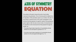 Equation for Axis of Symmetry | mathematics formula #math