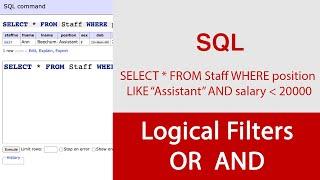 AND, OR in WHERE Clauses SQL - SQL Logical Compound Comparison Searches