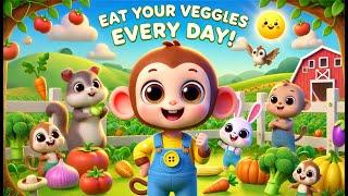  Monkey’s Colorful Veggie Song || Eat Your Veggies Everyday  🫑