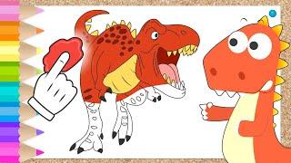 Aprende con Eddie El Dinosaurio Cómo Colorear un T REX! 