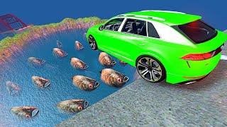 Beamng drive - Open Bridge Crashes over Pool of Hungry PIRANHA