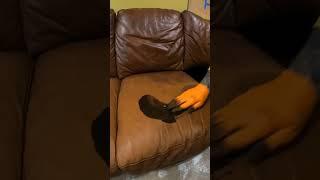 Refurbishing a Facebook Marketplace leather sofa. #furniture #furnitureflip #cleaning #leather