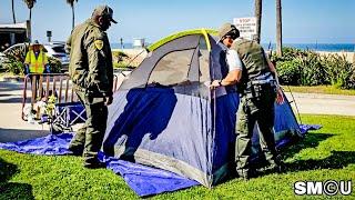 𝗧𝗘𝗡𝗧 𝗧𝗘𝗡𝗦𝗜𝗢𝗡𝗦: Park Rangers Clear Encampment During Venice Beach Sweep
