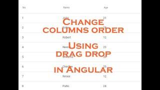 Change table columns order using drag drop Angular 9