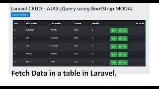 AJAX CRUD - Laravel: Fetch / Display Data in a table using Laravel