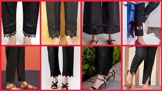 50 Latest black trouser design with joint lace/button wala trouser ke design 2024