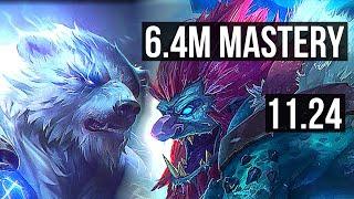 VOLIBEAR vs TRUNDLE (TOP) | 6.4M mastery, 500+ games, 12/3/5, Dominating | BR Diamond | 11.24